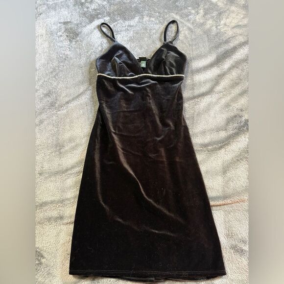 Nwt XXS wild fable black velvet like dress - Picture 1 of 6